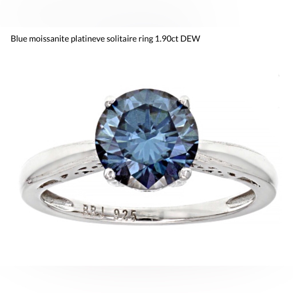 Charles Winston Blue Moissanite Sterling 925 Ring